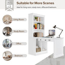 83.4"Tall Bookshelf &Writting Desk Suite,Modern Bookcase Suite with LED Lighting, Drawers,Doors,Study Desk and Open Shelves,2-Piece Set for Living Room,Home Office,Study Room,White