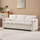 Modern 3 Seater Sofa Chenille Couch Plush Triple Seater Sofa With High Density Foam Cushions, Deep Seat Living Room Couch For Family Room, Apartment & Home Theater - Ivory White by HouseOfZazla