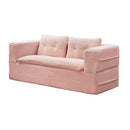 Multi Functional Sectional Sofa Bed With Independent Chaise Lounge And Functional Blanket, Convertible King Size Bed, Deep Seat - Baby Pink by HouseOfZazla