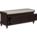 TREXM Classic Shoe Bench with Cushion and Three Drawers, Fluted Entryway Bench with Storage for Living Room, Entryway, and Hallways (Espresso)