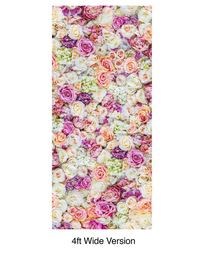 Peonies Flower Pattern Peel and Stick Wall Mural. Wedding Background.