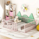 Metal Floor Bed Frame With Fence And Door by HouseOfZazla