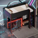 Gaming Loft Bed With Built In Desk, Wardrobe, LED Lighting And Drawer by Unique Piece Furniture