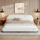 Queen Size Upholstered Bed Frame with Boucle Fabric and Steel Legs by HouseOfZazla