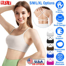 Women Cross Back Sport Bras Padded StrappyÊCrop Open Back Low Impact Bras SexyÊFitnessÊTank Tops with Removable Pads Thin Straps for Gym Yoga Workout