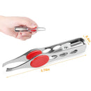 LED Eyebrow Tweezer Stainless Steel Make Up Tweezer w/ LED Light Rubber Finger Pads For Eyebrow Eyelash Hair Removal