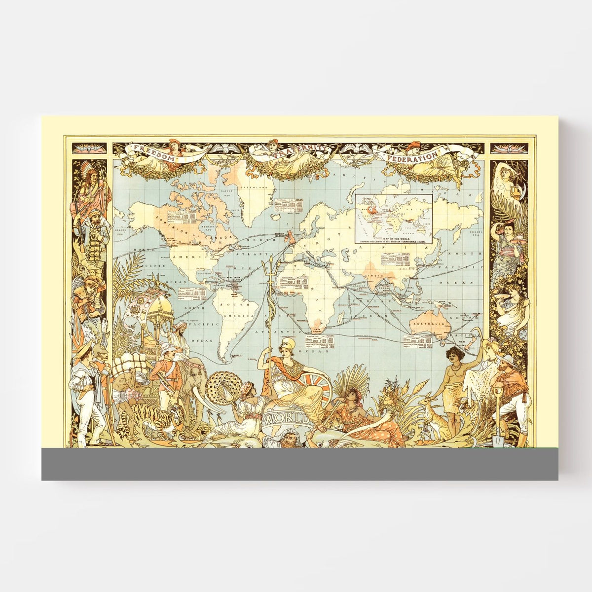 Vintage World Map 1886, photo 4 of 5