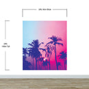 Miami Tropical Palm Tree Vice Color Wall Mural. Bright Miami Vice Blue and Fuchsia Colors.