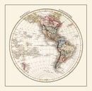 Vintage Western Hemisphere Map 1832