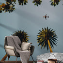 Southern California Palm Trees and Airplane Wallpaper Mural.