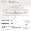 19 Inch Ceiling Fan Low Profile Flush Mount Fan with 3000-6500K Dimmable LED-White by LJGDeals