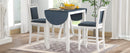3-Piece Wood Counter Height Drop Leaf Dining Table Set with 2 Upholstered Dining Chairs for Small Place, White+Gray