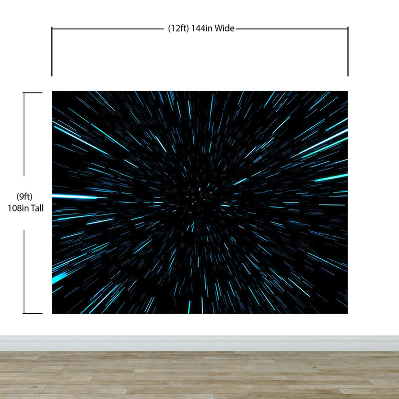 Lightspeed Through Hyperspace Wall Mural. Peel and Sticker Wallpaper.