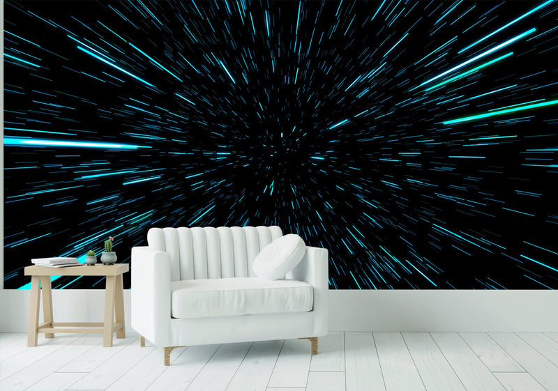 Lightspeed Through Hyperspace Wall Mural. Peel and Sticker Wallpaper.