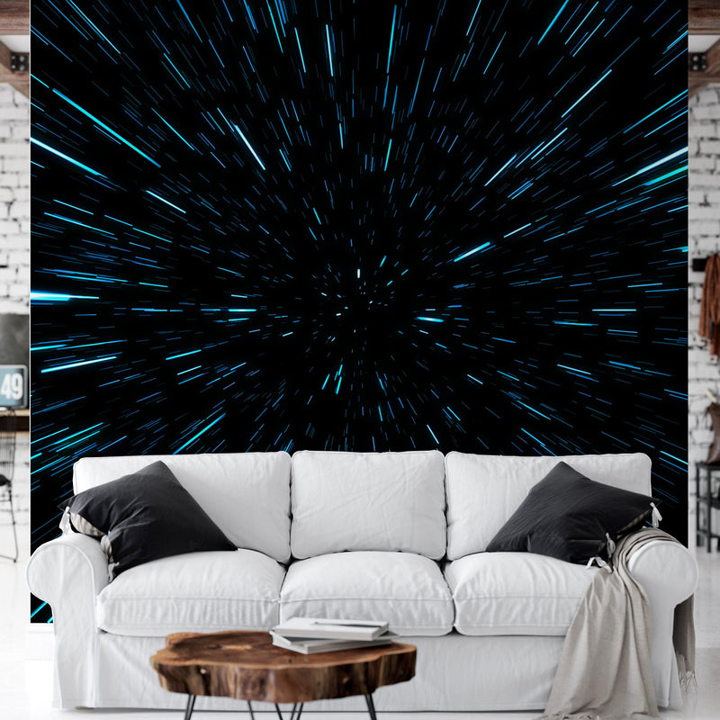 Lightspeed Through Hyperspace Wall Mural. Peel and Sticker Wallpaper.