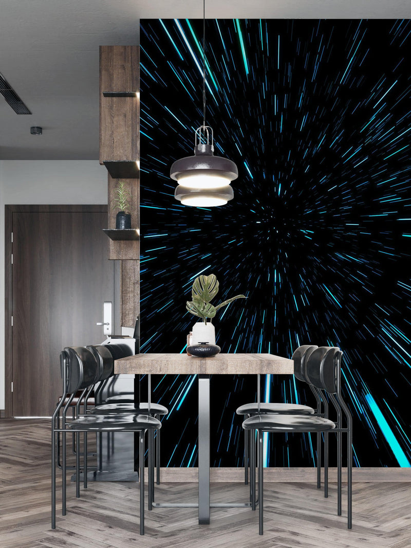 Lightspeed Through Hyperspace Wall Mural. Peel and Sticker Wallpaper.