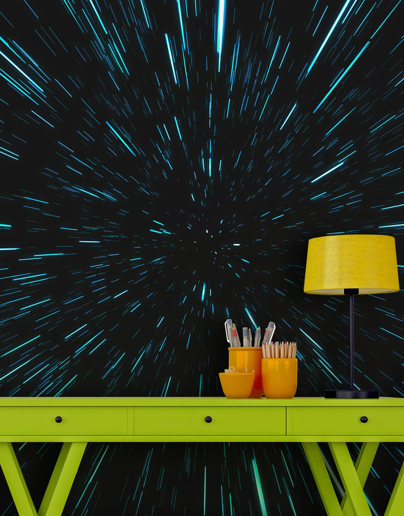 Lightspeed Through Hyperspace Wall Mural. Peel and Sticker Wallpaper.