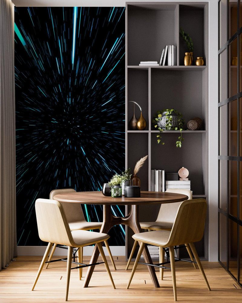 Lightspeed Through Hyperspace Wall Mural. Peel and Sticker Wallpaper.