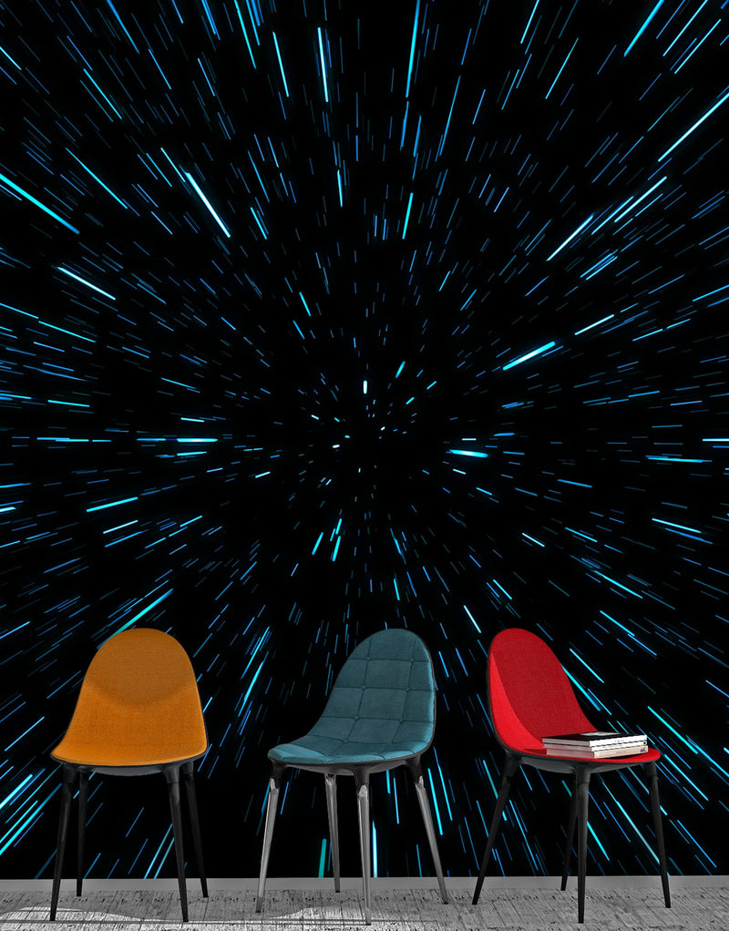 Lightspeed Through Hyperspace Wall Mural. Peel and Sticker Wallpaper.