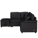 87.4" Sleeper Sofa Bed,2 in 1 Pull Out sofa bed L Shape Couch with Storage Ottoman for Living Room,Bedroom Couch and Small Apartment, Black