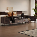 TV Stand With Drawers, Accent Entertainment Center For Living Room - Dark Brown by HouseOfZazla