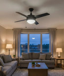 52" Europa IV 4-Blade Ceiling Fan Black Finish with Integrated LED Light by LampsUSA