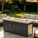 Outdoor 60-Inch Rectangular Dark Grey Concrete Fire Pit Table