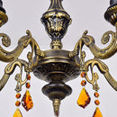 GobekUsa Retro Geometric Stained Glass Chandelier with Crystal Pendants - 5 Bulbs in Yellow/Blue for Bedroom