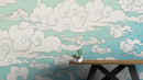 Japanese Traditional Curly Cloud in Sky Abstract Illustration Asian Decor Wall Mural. Peel and Stick Wallpaper.