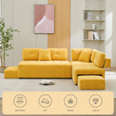 91.73" L-shaped Sofa Sectional Sofa Couch with 2 Stools and 2 Lumbar Pillows for Living Room, Yellow