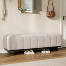 Indoor Dining Bench in Oatmeal Chenille Fabric with Rubber Wood Legs by HouseOfZazla