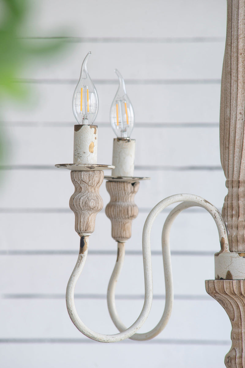 4 - Light Wood Chandelier, Hanging Light Fixture with Adjustable Chain for Kitchen Dining Room Foyer Entryway, Bulb Not Included