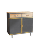31.5" Wide 2 Drawer Sideboard, Modern Furniture Decor, Made with Iron + Carbonized Bamboo, Easy Assembly