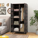 62 Inch Wicker Wardrobe with 2 Doors PE Rattan Closet with Hanging Rod by LJGDeals