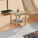 2-Tier Outdoor Side Table with Shelf for Porch Deck Garden by LJGDeals