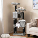 62 Inch Tall Cat Tower with Scratching Posts and Soft Flannel Covering-Light Gray by LJGDeals
