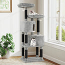 62 Inch Tall Cat Tower with Scratching Posts and Soft Flannel Covering-Light Gray by LJGDeals