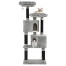 62 Inch Tall Cat Tower with Scratching Posts and Soft Flannel Covering-Light Gray by LJGDeals