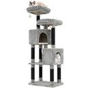 62 Inch Tall Cat Tower with Scratching Posts and Soft Flannel Covering-Light Gray by LJGDeals