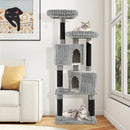 62 Inch Tall Cat Tower with Scratching Posts and Soft Flannel Covering-Light Gray by LJGDeals