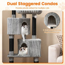 62 Inch Tall Cat Tower with Scratching Posts and Soft Flannel Covering-Light Gray by LJGDeals