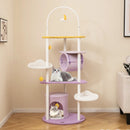 62 Inches Large Cat Tower with Metal Frame and Jumping Platforms-Purple by LJGDeals