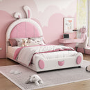 Upholstered Platform Bed With Rabbit Shaped Headboard by Unique Piece Furniture
