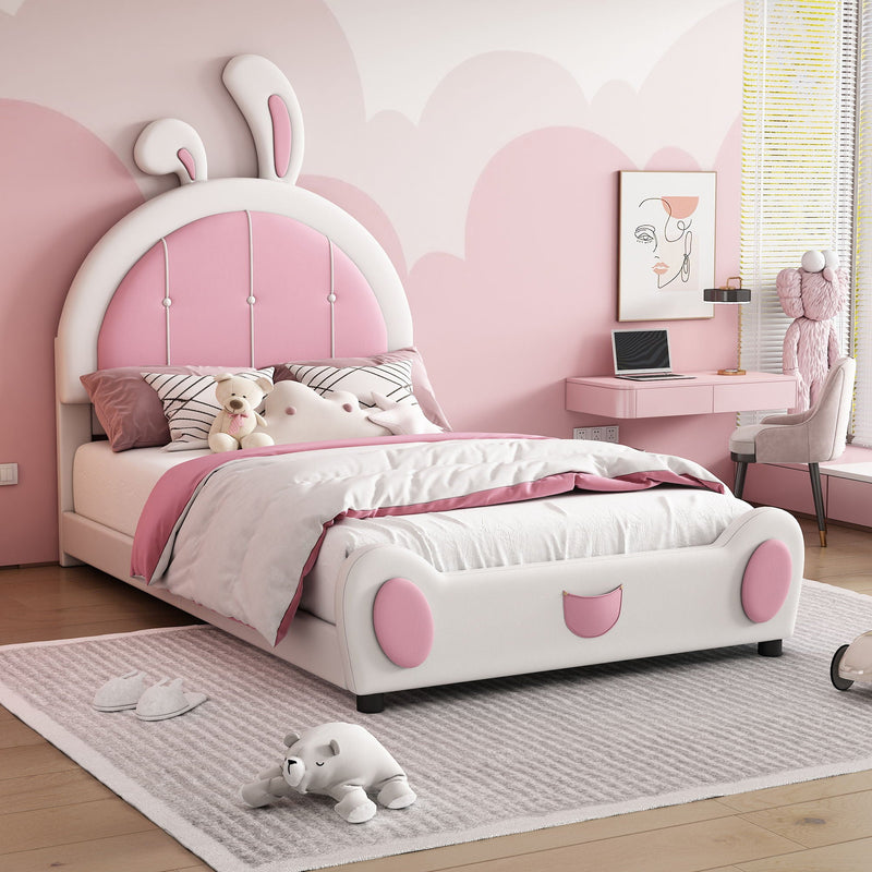 Upholstered Platform Bed With Rabbit Shaped Headboard, photo 7 of 12
