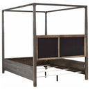 Sundance - Queen Canopy Bed With Upholstered Headboard - Dark Brown