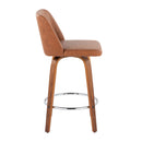 Toriano - Contemporary Fixed Height Counter Stool With Swivel & Round Footrest (Set of 2) - Walnut / Camel by HouseOfZazla