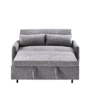 55.1" Pull Out Sleep Sofa Bed Loveseats Sofa Couch with Adjustable Backrest, Storage Pockets, 2 Soft Pillows, USB Ports for Living Room, Bedroom, Apartment, Office,Grey