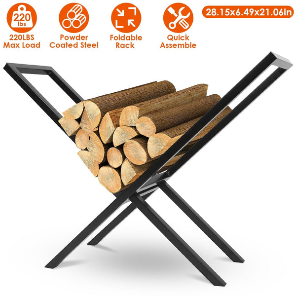 Firewood Log Rack 220LBS Steel Wood Lumber Storage Stacking Rack X Shape Storage Holder for Fireplace Firepit, photo 2 of 8