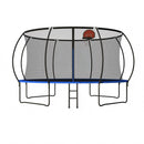 Pumpkin 14 Ft Outdoor Trampoline With Basketball Hoop Enclosure Net Ladder And Metal - Black / Blue by HouseOfZazla