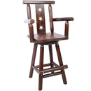 Rustic Tall Bistro Chair Decorative Star Backrest And Footrest, Fir Wood, 4 Foot - Brown by HouseOfZazla